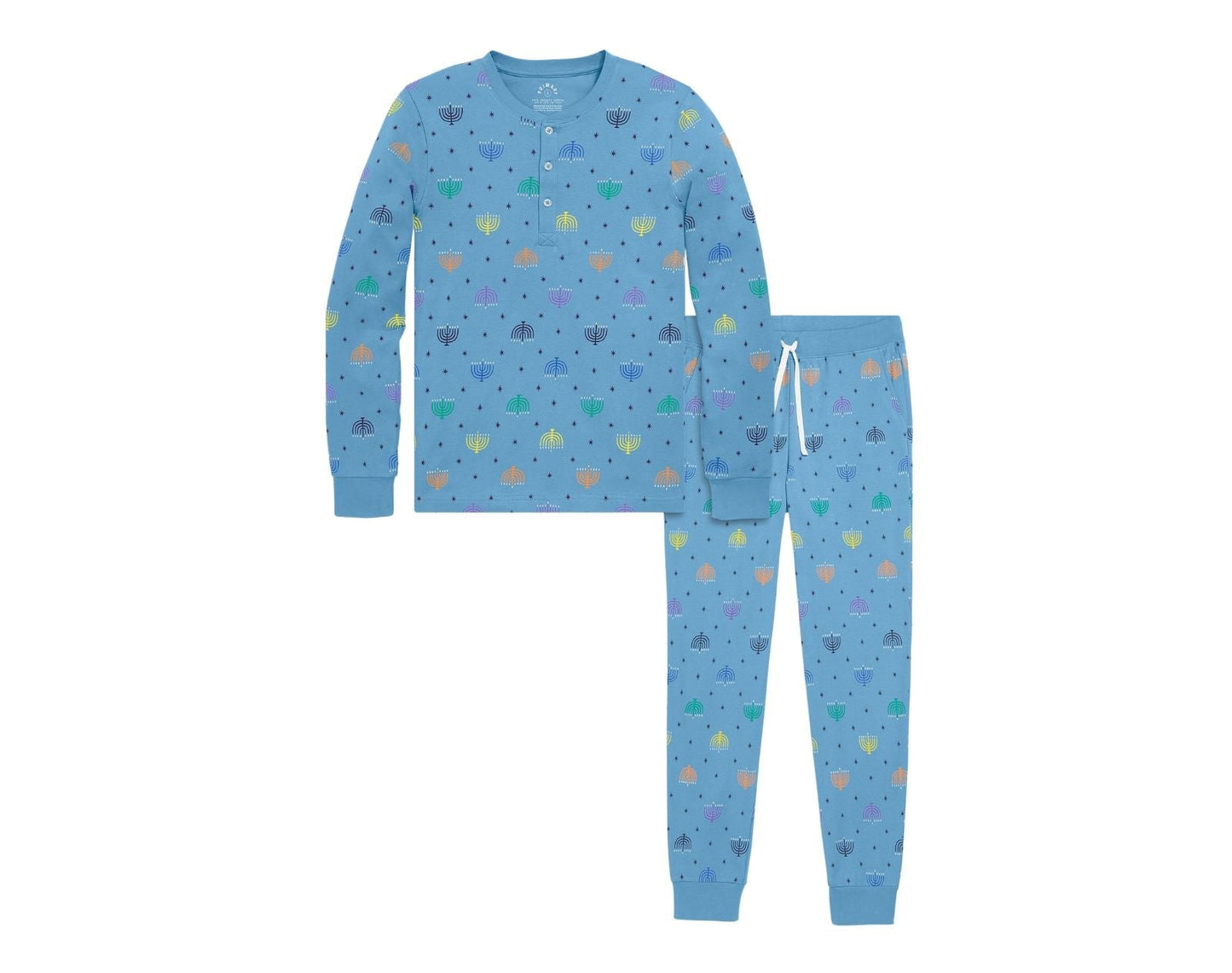 Adult Holiday PJ Set - Rainbow Menorahs