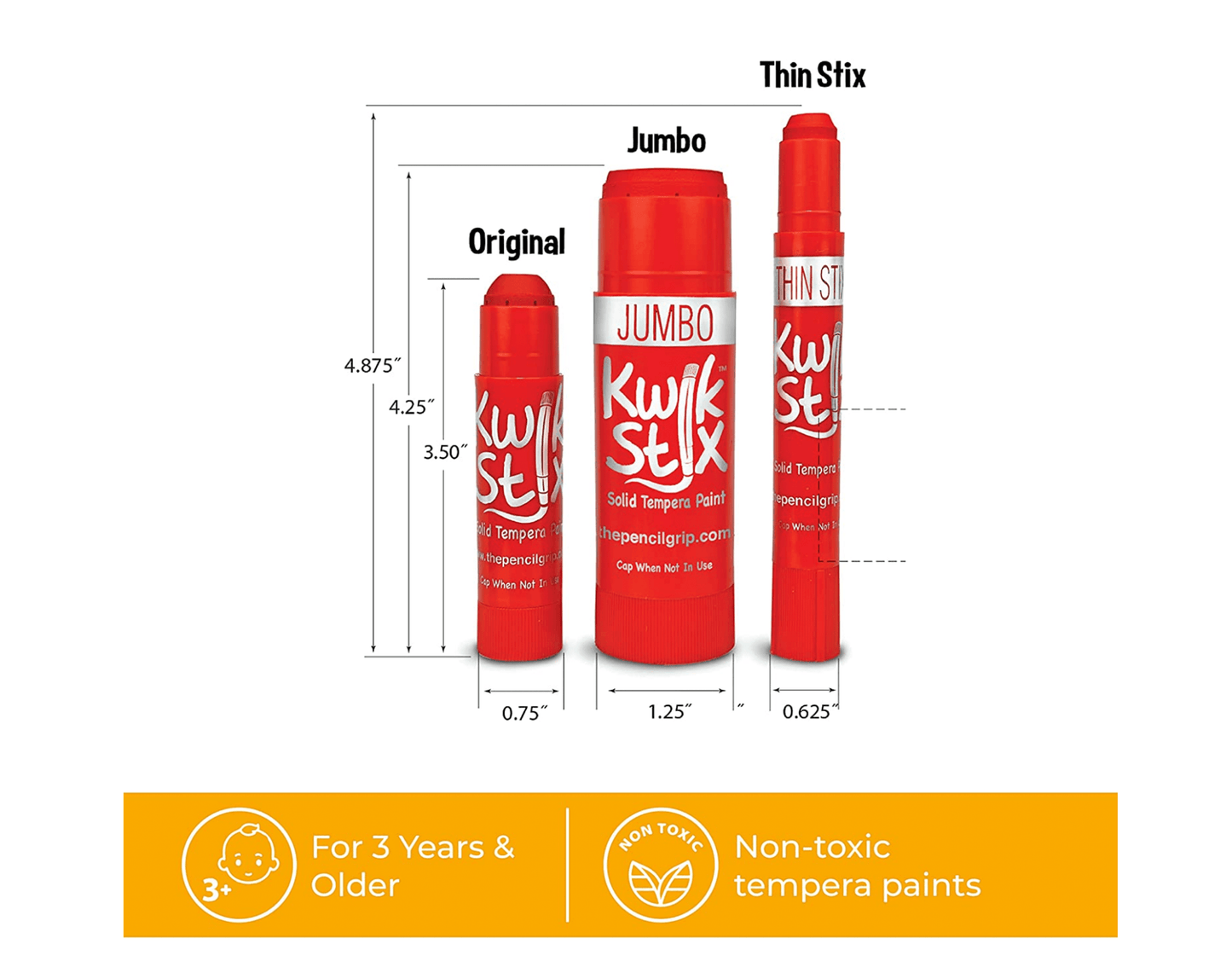 Thin Tempera Paint Sticks - Set of 12