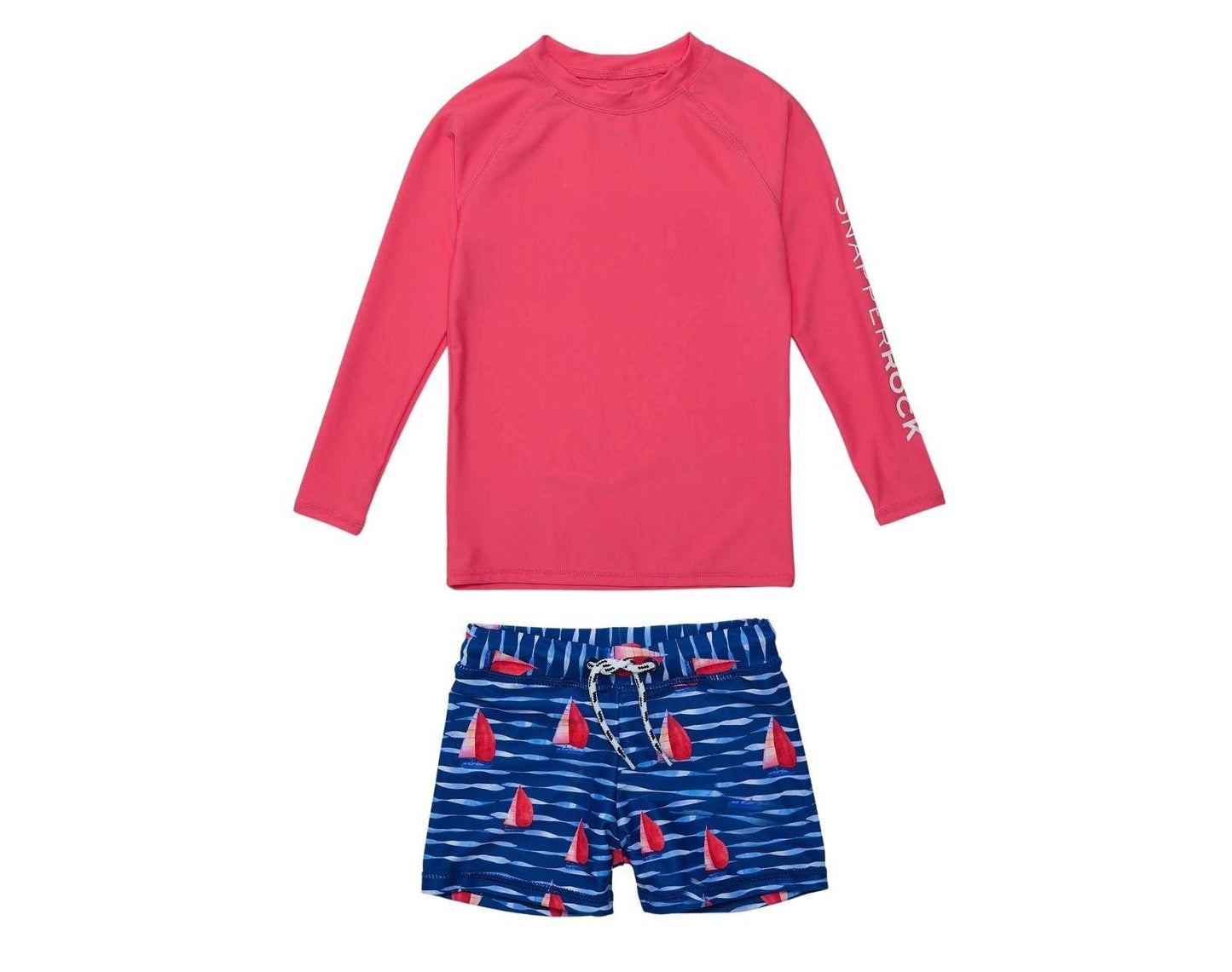 UPF 50+ Top & Swim Shorts - Sailboats