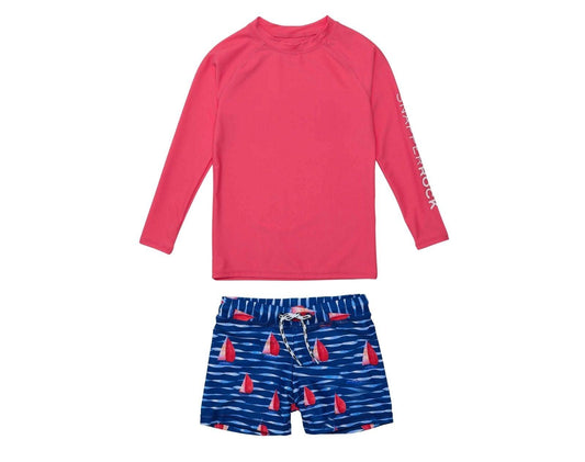 UPF 50+ Top & Swim Shorts - Sailboats