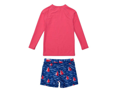 UPF 50+ Top & Swim Shorts - Sailboats