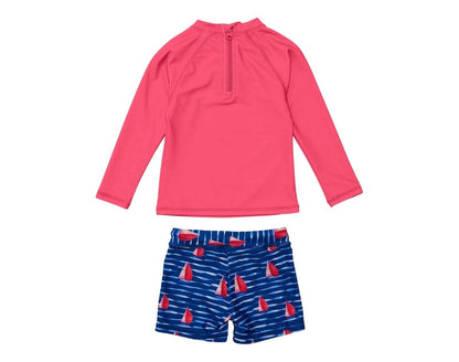 UPF 50+ Top & Swim Shorts - Sailboats