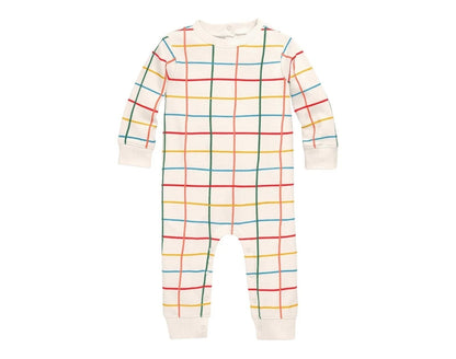 Baby Sweatshirt Romper - Rainbow Grid