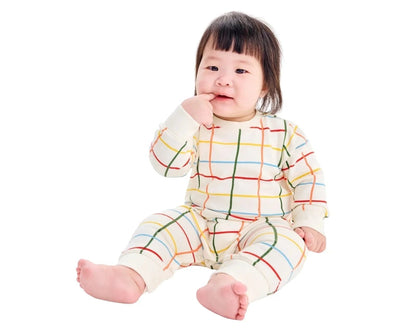 Baby Sweatshirt Romper - Rainbow Grid