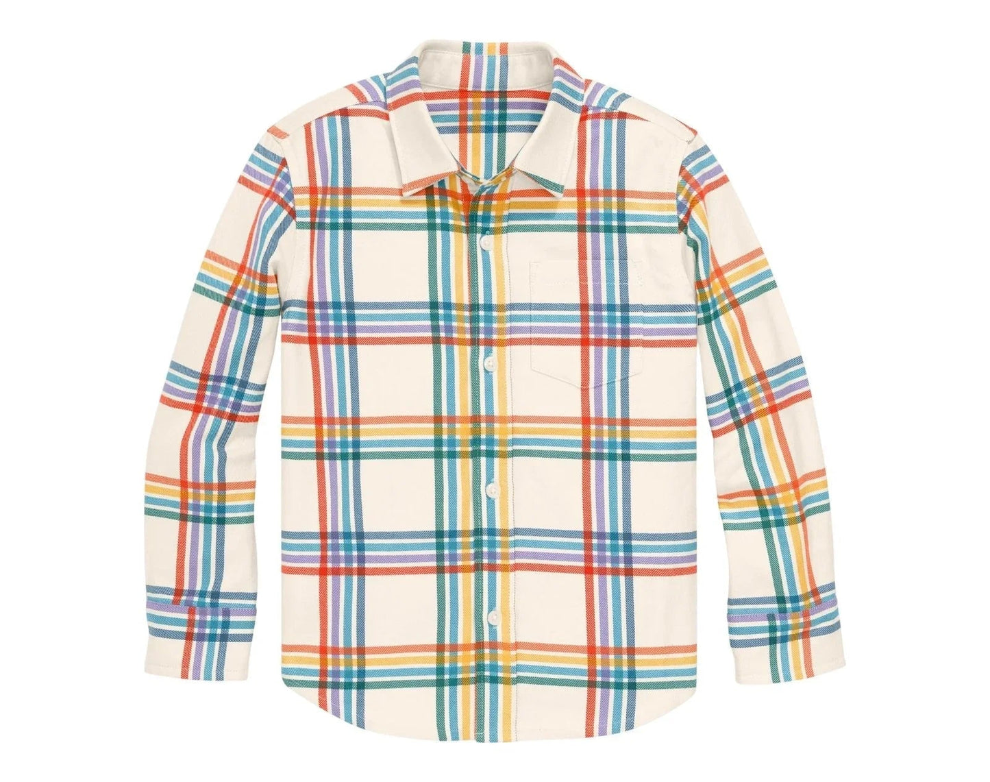 Long Sleeve Button Down - Rainbow Flannel