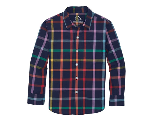 Long Sleeve Button Down - Rainbow Plaid