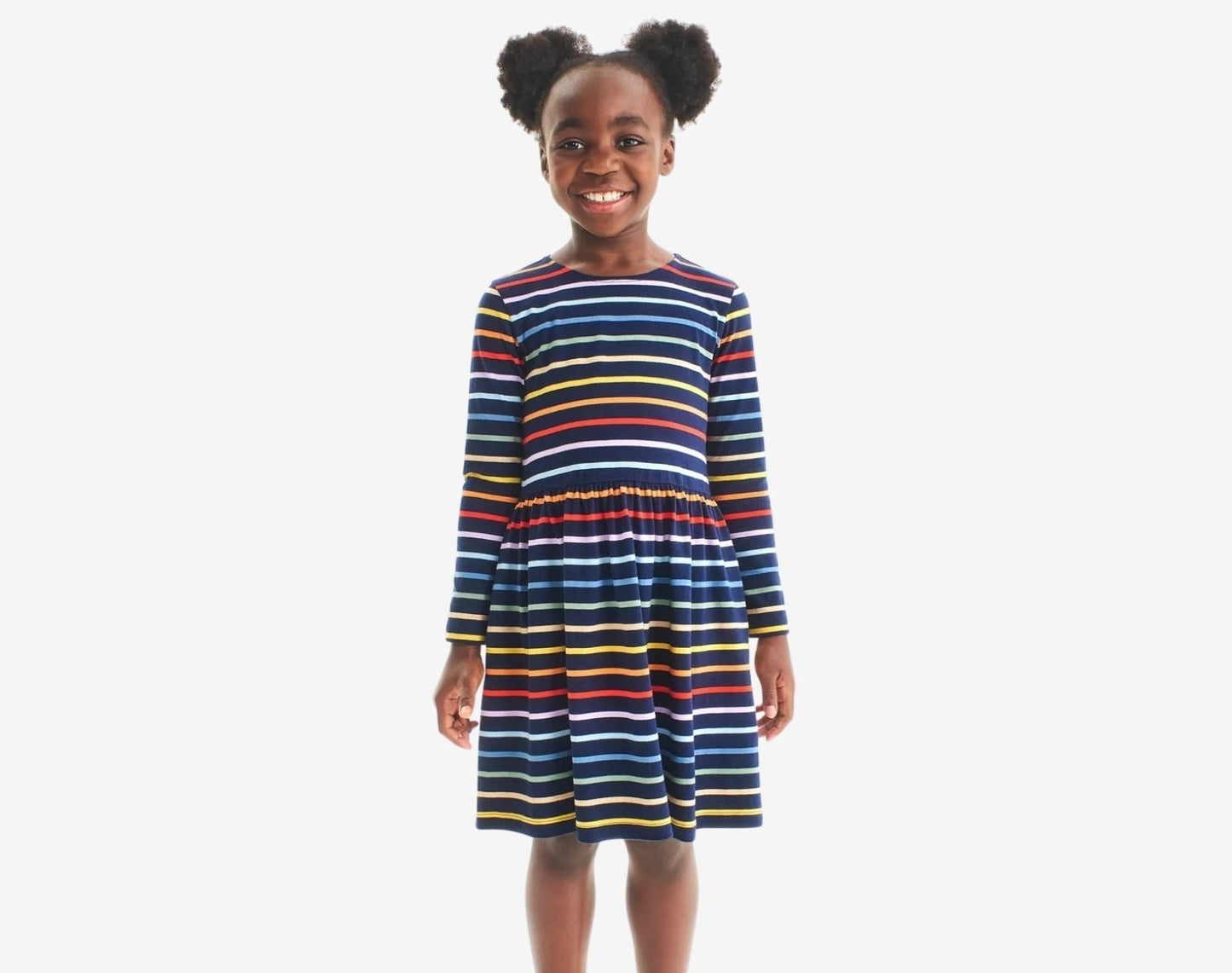 Long Sleeve Pocket Dress - Rainbow Stripe
