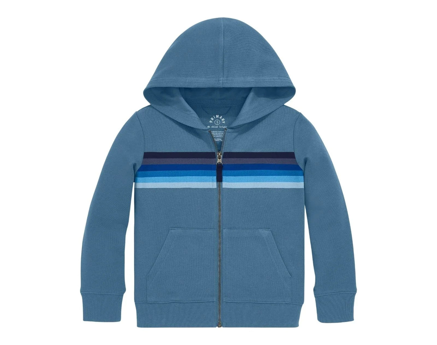 French Terry Zip Hoodie - Striped Banner