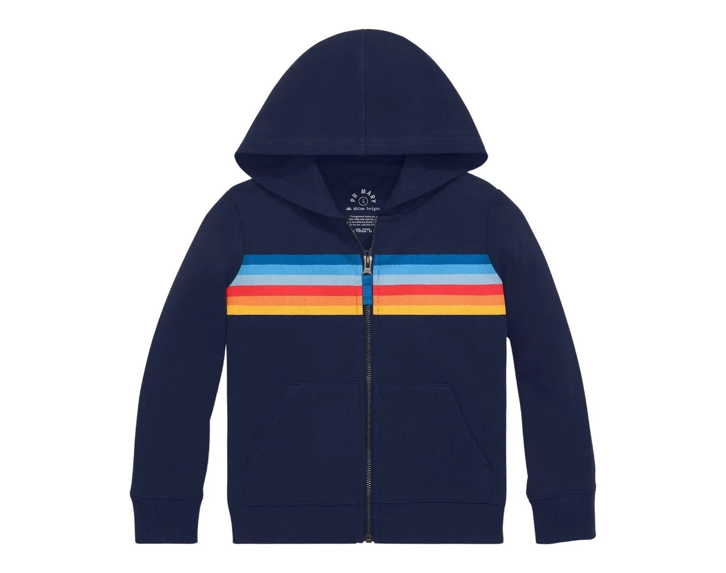 French Terry Zip Hoodie - Striped Banner
