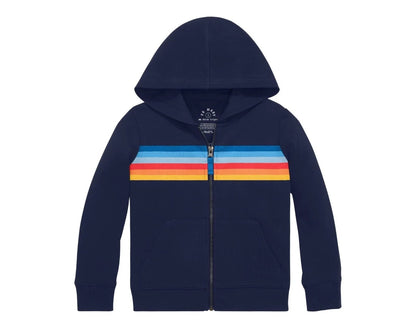French Terry Zip Hoodie - Striped Banner