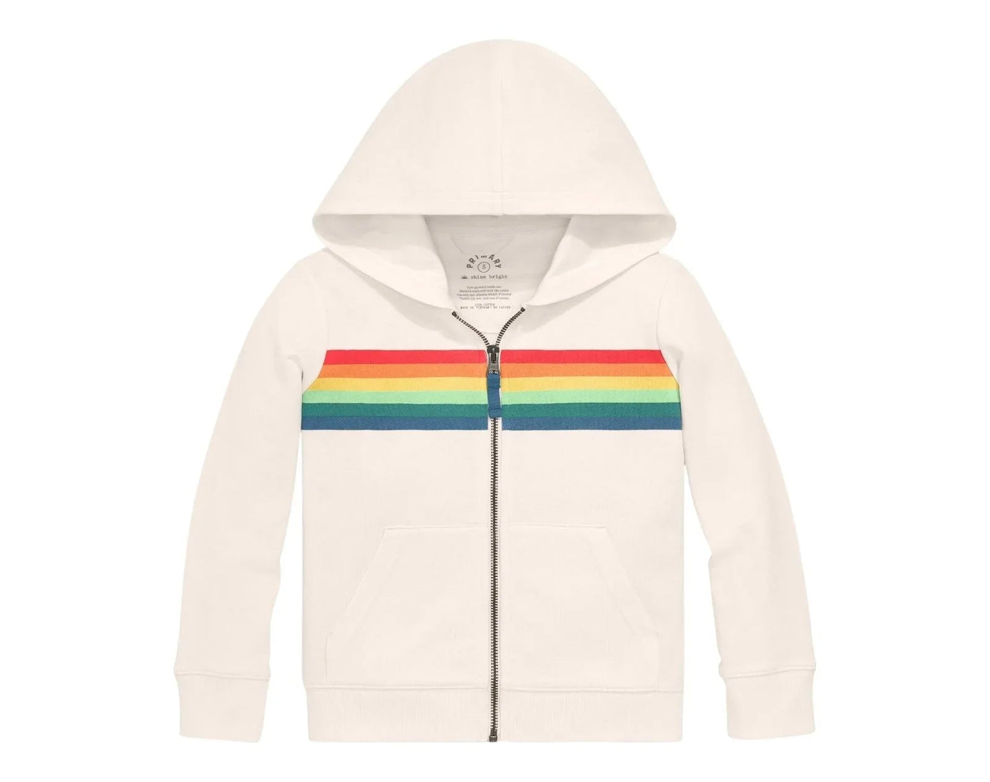 French Terry Zip Hoodie - Striped Banner
