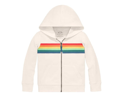 French Terry Zip Hoodie - Striped Banner